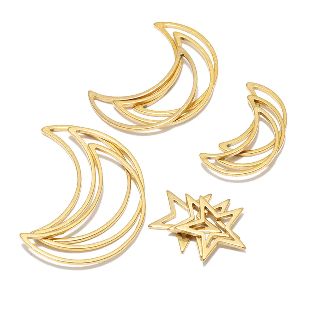 

20Pcs Stainless Steel Flat Plane Hollowing Star Charms Moon Charms Pendants for DIY Jewelry Making Bracelet Connector Findings