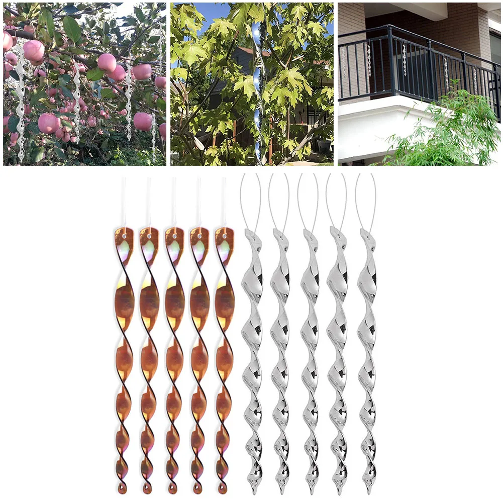 

10pcs Bird Repellent Rotating Rod Reflective Spiral Deterrent Control Device Repellent Reflective Scare Rod Garden Pest Repeller