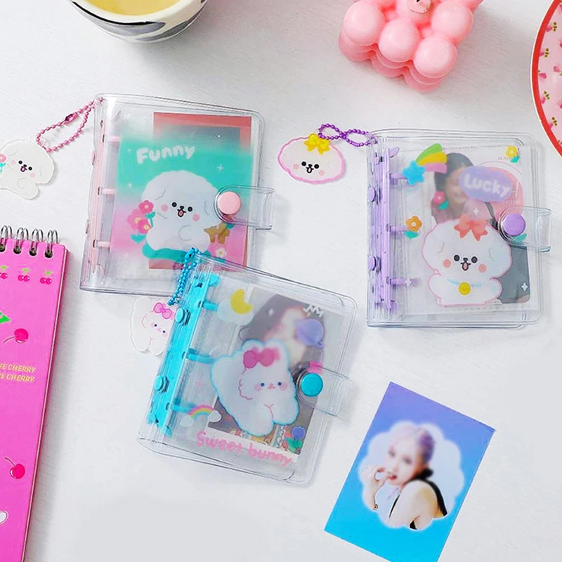 

Kawaii Glitter Binder Photo Album Card Collection Book Kpop Postcard Organizer Notebook School Stationery With Chain Keychain