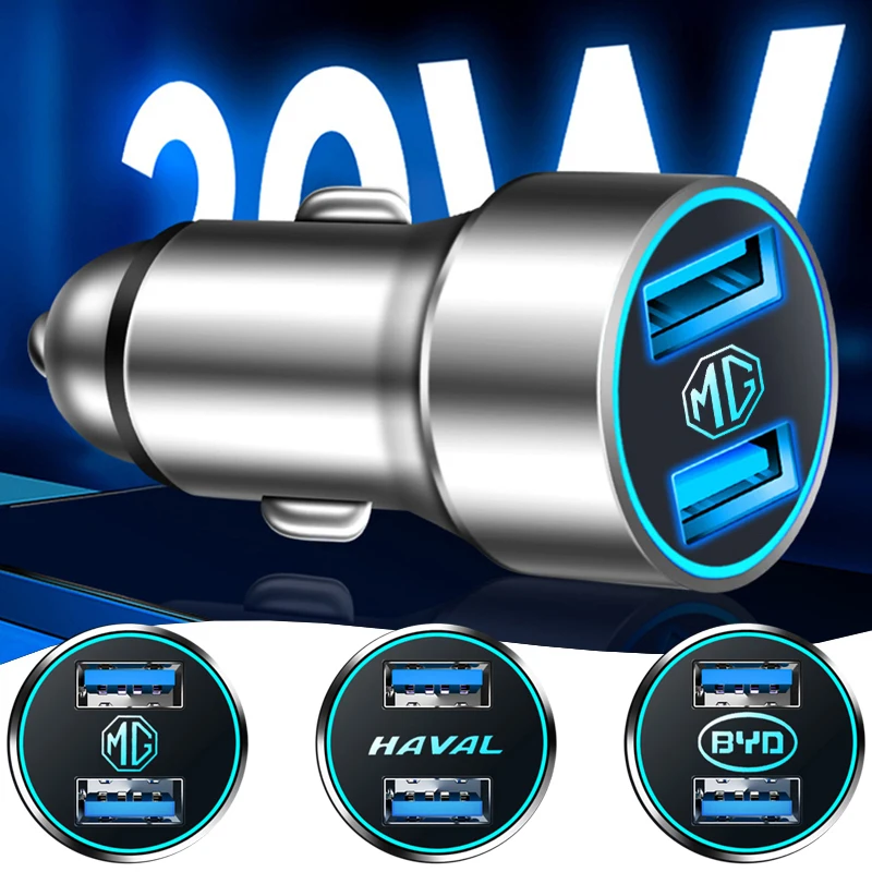 

1Pcs Car Logo LED Mobile Phone Charger 7.8A USB Fast Charging For Skodas kodiaq rapid karoq superb 2 3 VRS Octavia Fabia Yeti