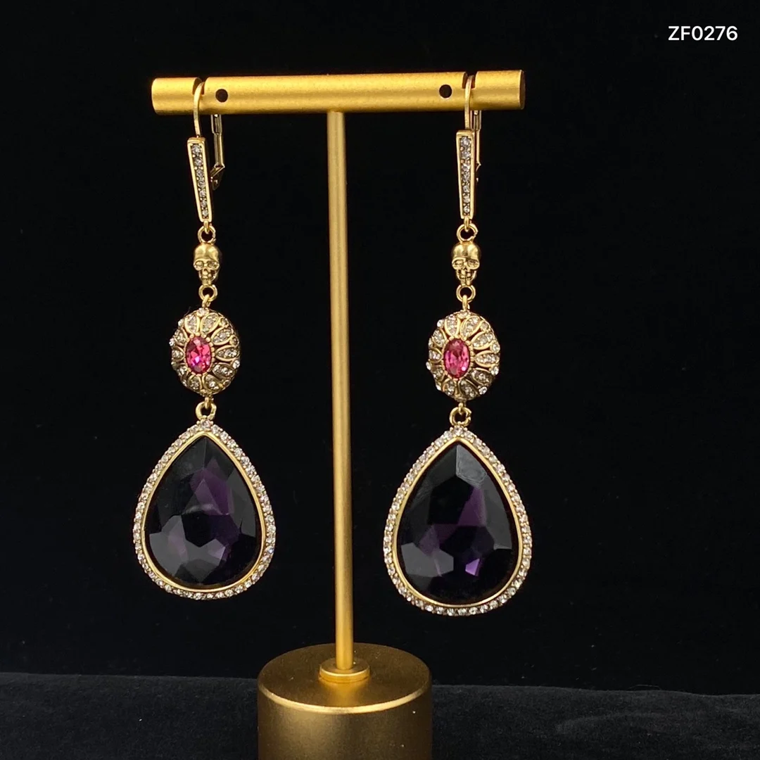

Vintage Earrings for Women Flower Zircon Eardrop Luxury Court Style Jewelry for Women Holiday Gift 2023 Jewelry Gifts