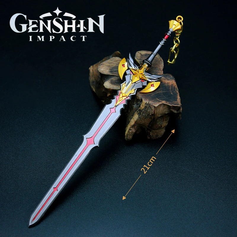 

Genshin Impact 21cm The Black Sword Game Peripheral Weapon Model Keychain Jean Swords Knife Katana Holiday Toys for Childrens