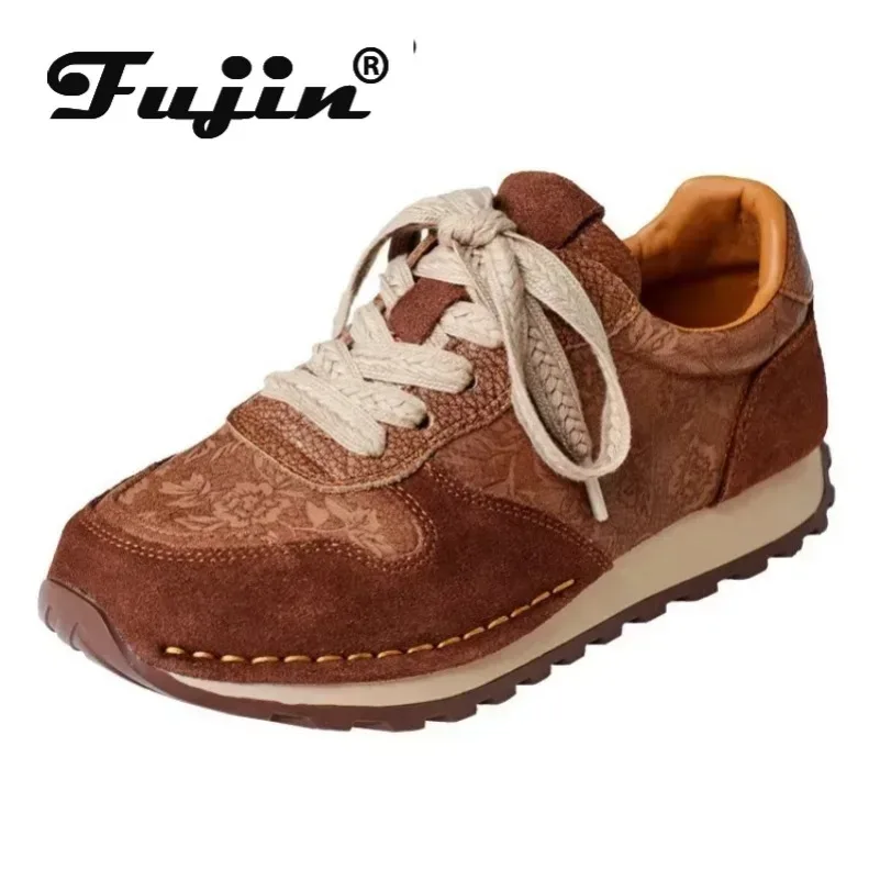 Fujin 2 5 см с круглым носком на шнуровке мелкой этнической платформе танкетке