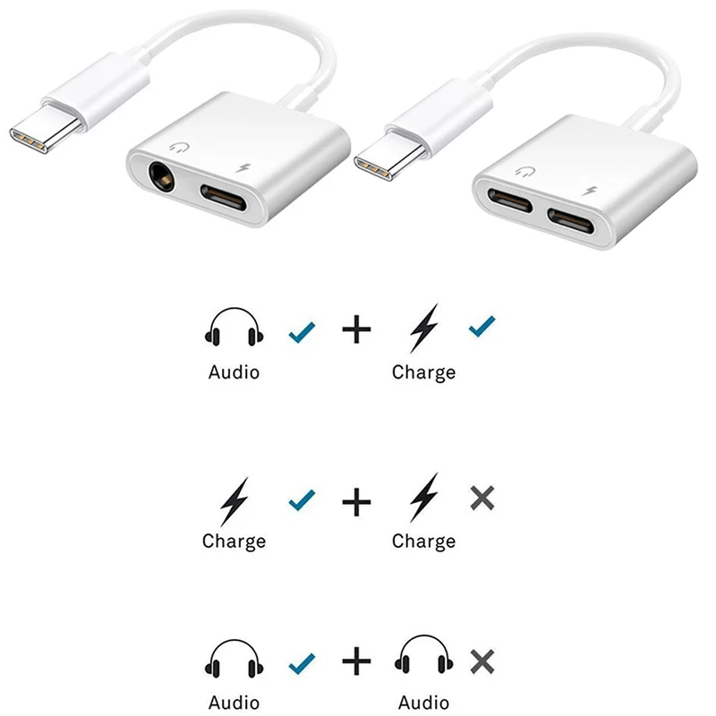 Адаптер для наушников и зарядного устройства 2 в 1 USB C на 3 5 мм Jack аудио адаптер Samsung