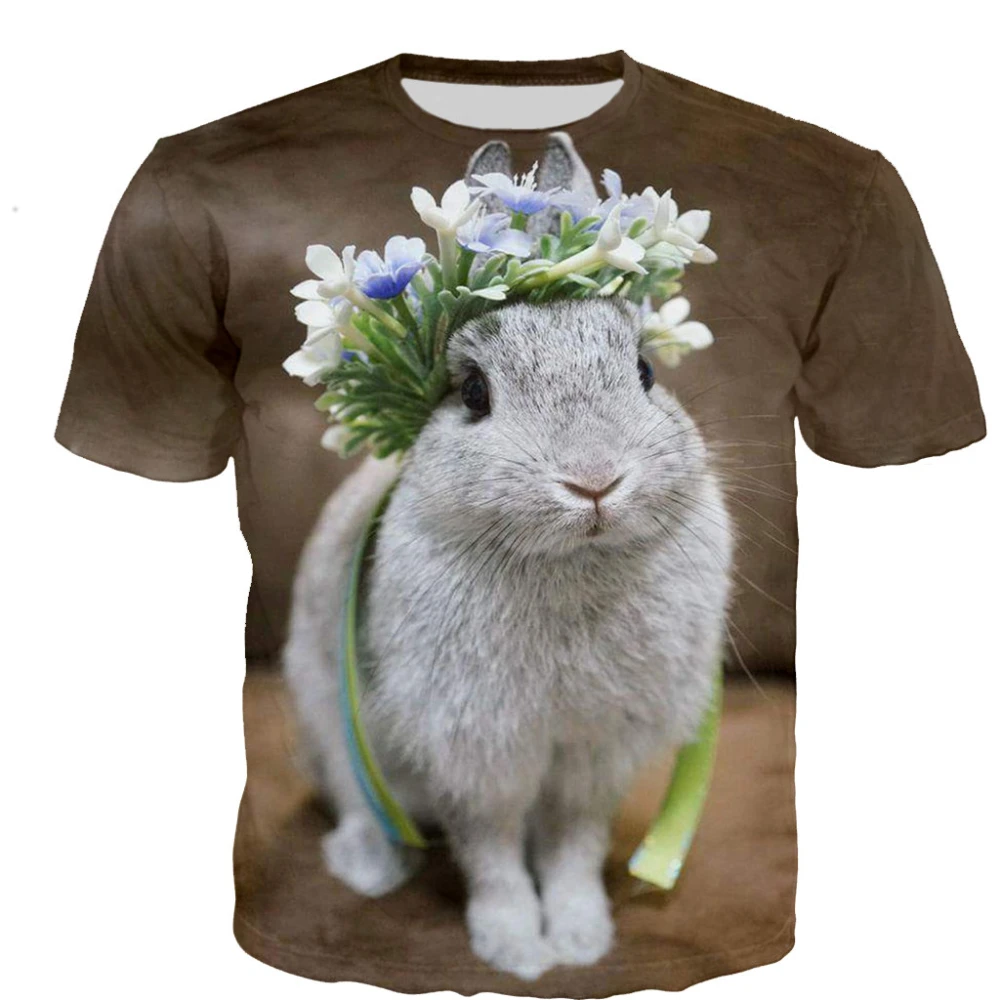 

2022 New Animal Rabbit T Shirts Men/Women 3D Printed Casual Harajuku Style T Shirts Streetwear Tops