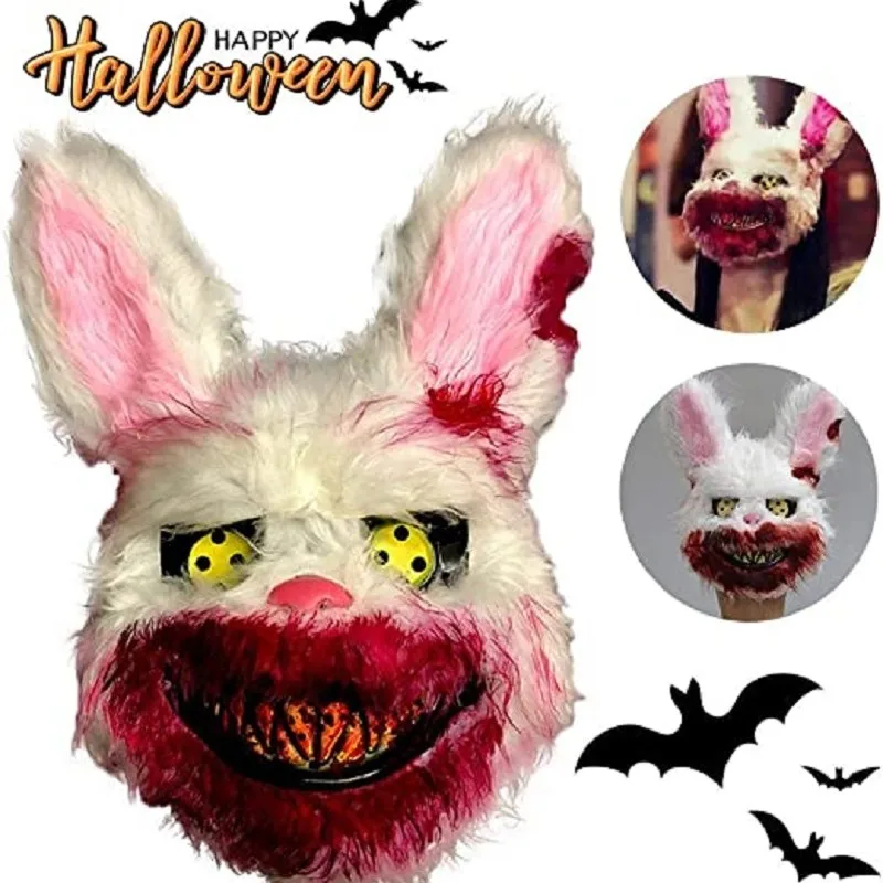 

Rabbit Cosplay Hat Mask Halloween Party Scary Head Cover Carnival Costume Headgear Props Handmade Dance Masquerade Horror Hats