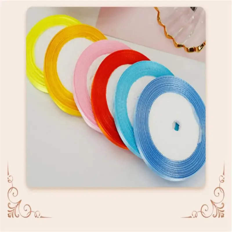 1-10Rolls 25Yards 6mm Satin Ribbons For Crafts Bow Handmade Gift Wrap Partys Christmas Wedding Decorative Artificial Accessories