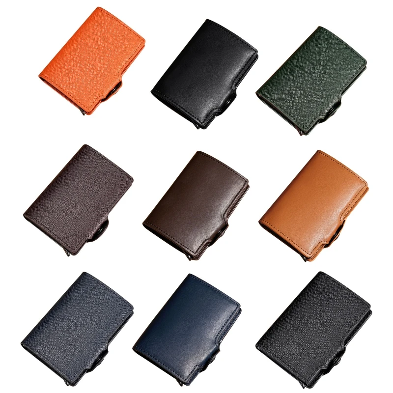 

2023 New Wallet Leather RFID Credit Card Money Holder Automatic Pop-up Aluminum Wallets Cover for Men