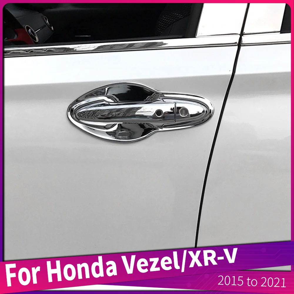 

For Honda Vezel/XRV 2015 to 2021 Car Outer Door Handle Trims Cover ABS Chrome Exterior Door Bowl Cover Frame Sticker