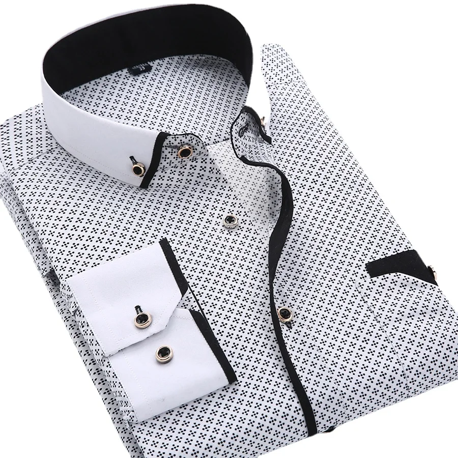 2022 Brand clothing Men Dress Shirt New Arrival Long Sleeve Slim Fit High Quality Printed Business Shirts Tops Big Size S-4XL