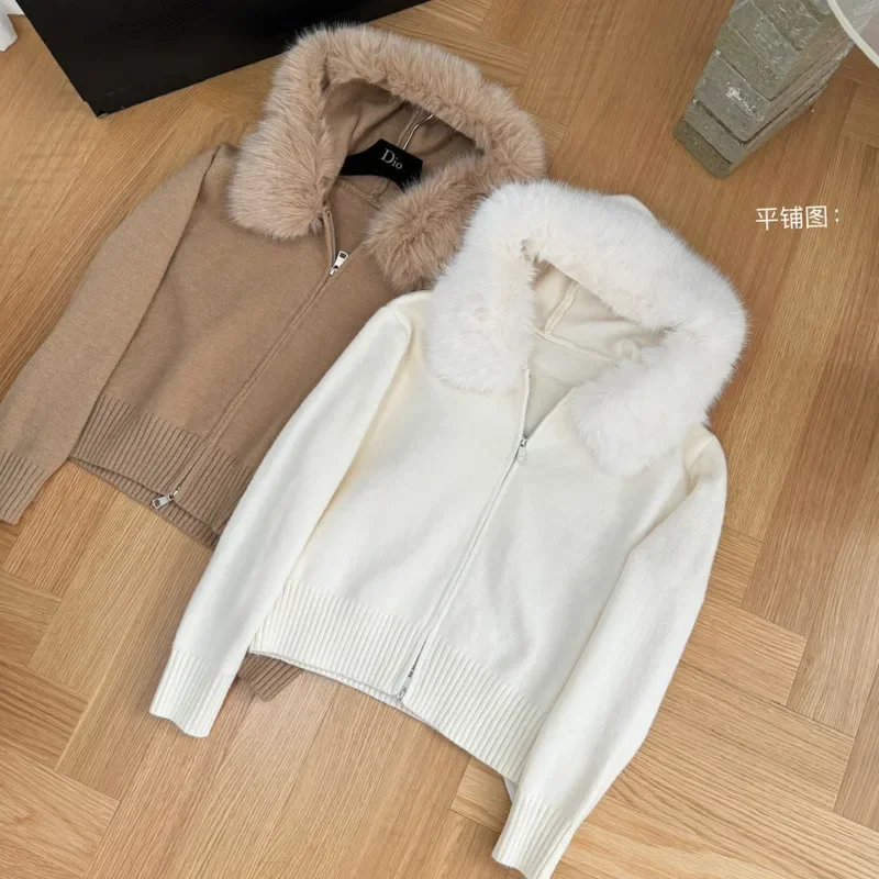 2024 осенне-зимняя одежда женский кашемировый кардиган свитер с капюшоном верхняя