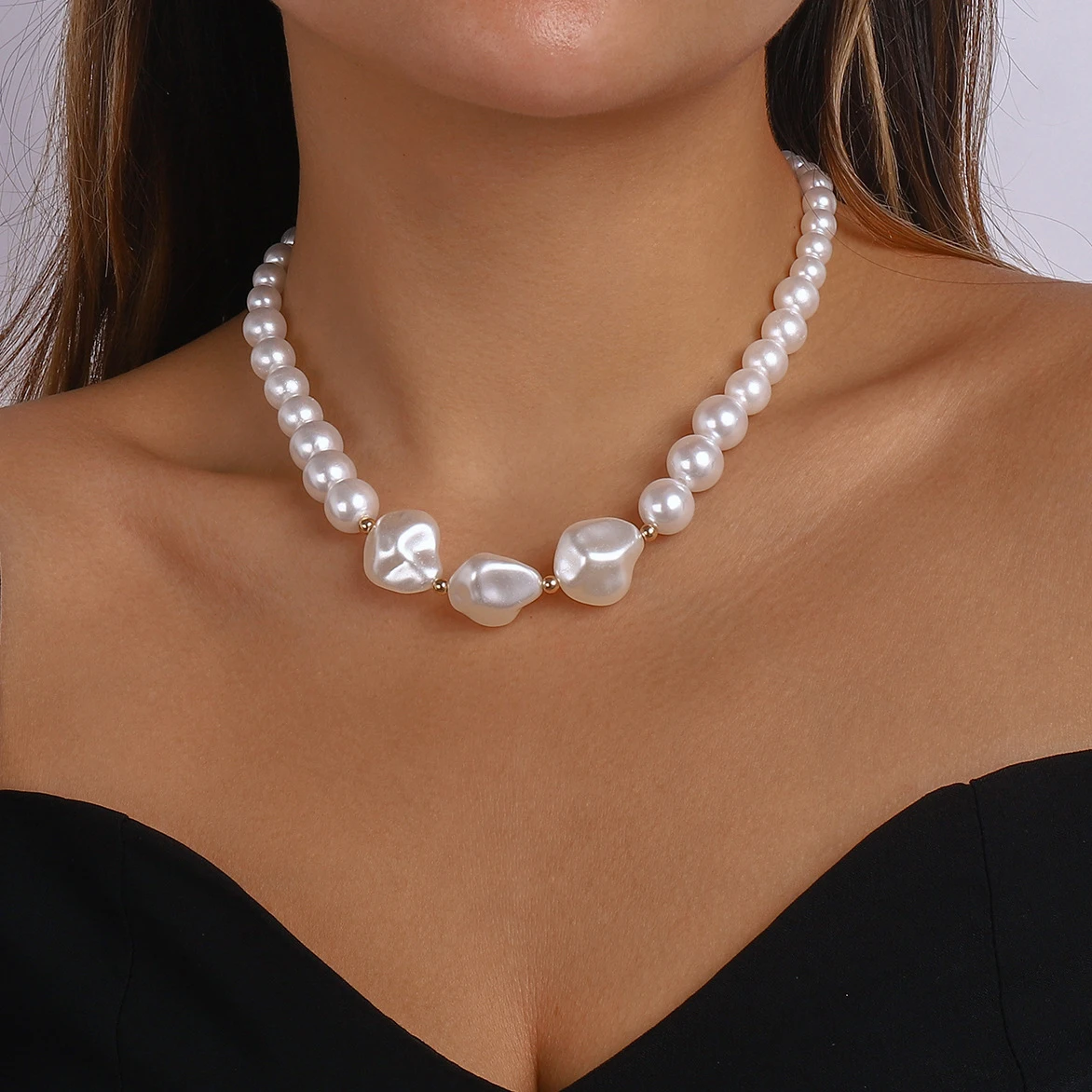 

Elegant Baroque Pearl Beaded Clavicle Chain Necklace for Women Wedding Bridal Kpop Sweet Choker Neck Jewelry Party Accessories