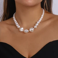 elegant baroque pearl beaded clavicle chain necklace for women wedding bridal kpop sweet choker neck jewelry party accessories