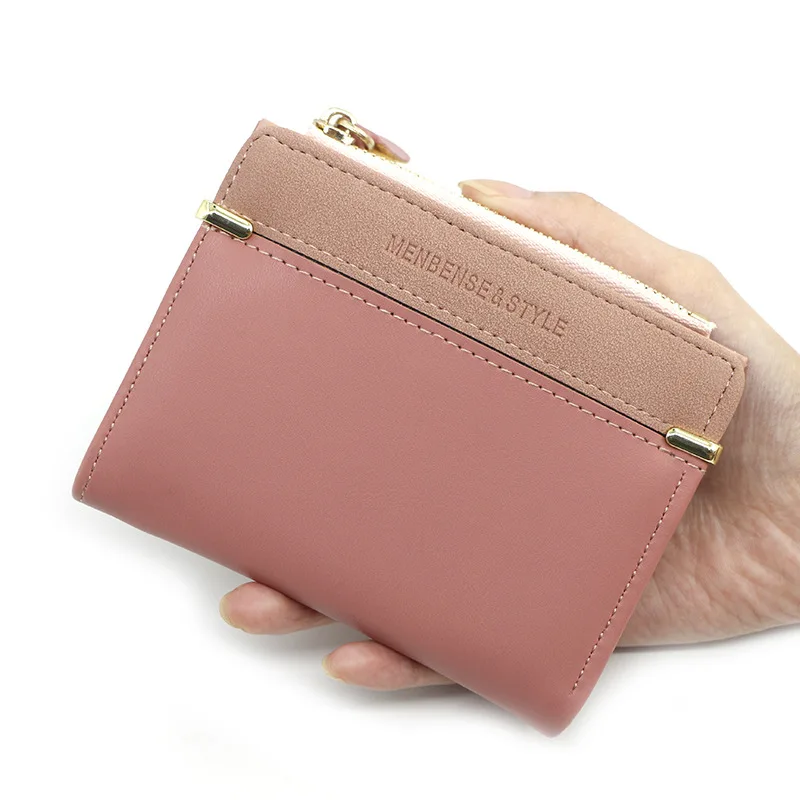 

Women Short Zipper Wallet Simple Soft Leather Leisure Coin Purse Female Multiple Card Slots Card Holder Slim Mini Wallet Case