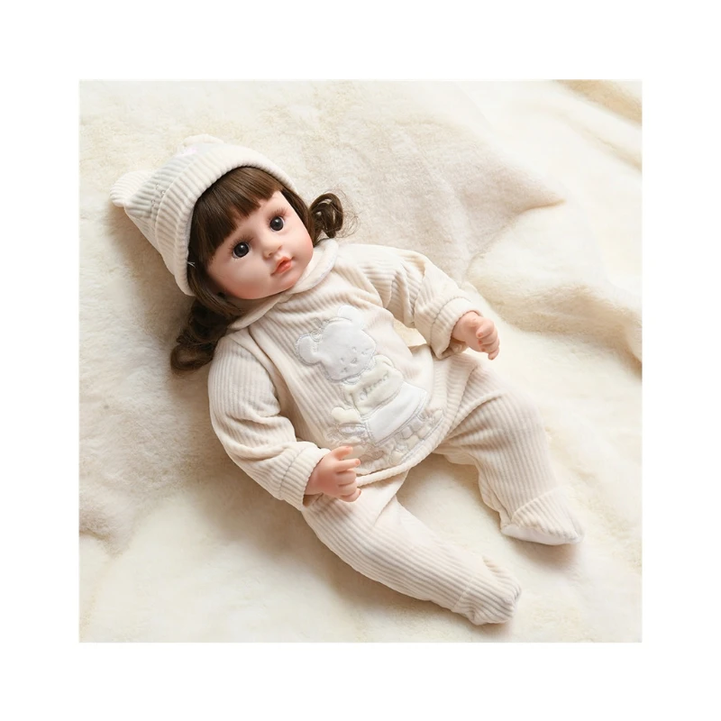 

48CM Soft Comfort Toy Realistic Baby Girl Doll w/ Lovely Face Lifelike Educational Reborn Caucasian Doll Kids Party Gift