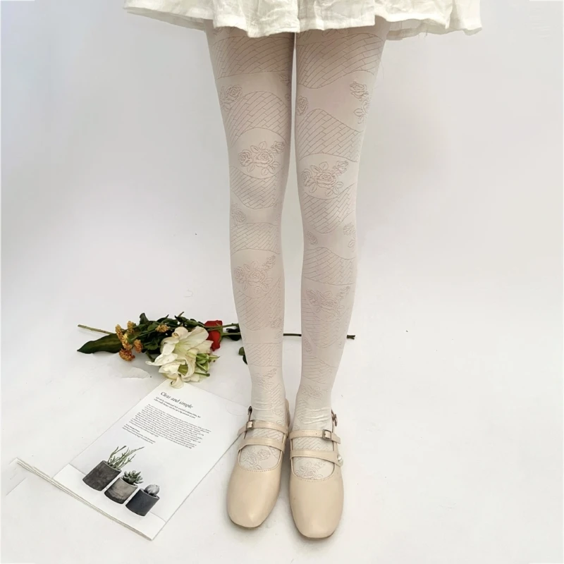 

Bride Pantyhose Tight Fashion Stockings Women Sexy Lingerie Rose Pattern Tights