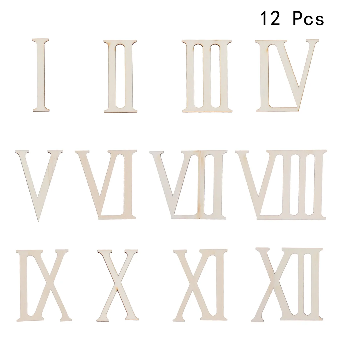 

12 Pcs Scrapbook Clock Wooden Roman Numerals 12pcs Bamboo Unfinished DIY Plaque