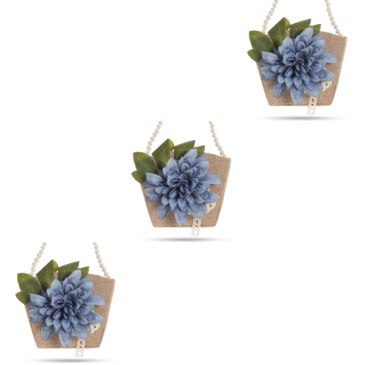 

3pcs Wedding Basket Handheld Storage Basket Flower Pearl Basket Bride Portable Basket