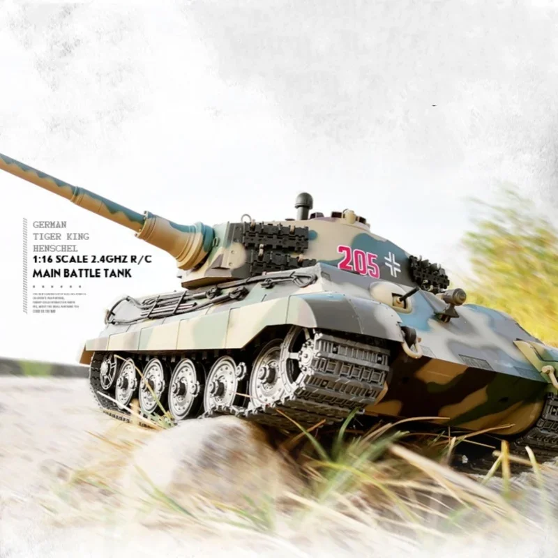 1/16 Henglong Remote-Controlled Tank Metal Toy Car Professional Rechargeable Tracked Off-Road Military 3888 Tiger King Henscher