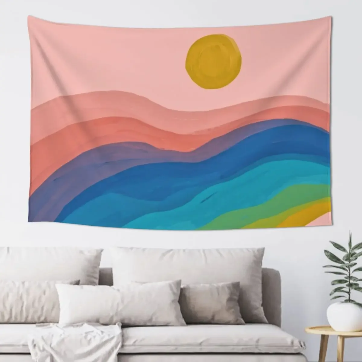 Счастливый цвет горный пейзаж - абстрактная художественная живопись гобелен