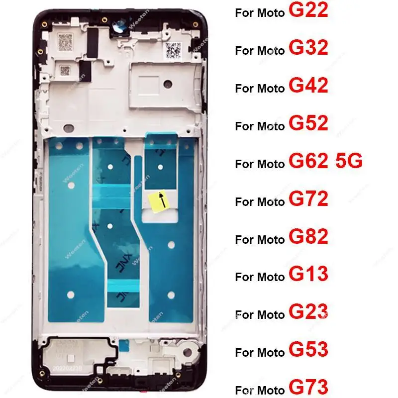 Рамка переднего экрана для Motorola MOTO G22 G32 G42 G52 G62 G72 G82 G53 G73 G13 G23, Крышка корпуса ЖК-дисплея, запчасти Рамка переднего экрана для Motorola MOTO G22 G32 G42 G52 G62 G72 G82 G53 G73 G13 G23, Крышка корпуса ЖК-дисплея, запчасти