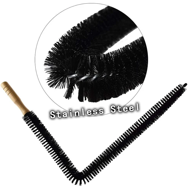 

1pc Wood Handle Long Cleaning Brush Water Pipe Drainage Dredge Tool Flexible Cleaner Brush Radiator Duster Long-haired Cleaning