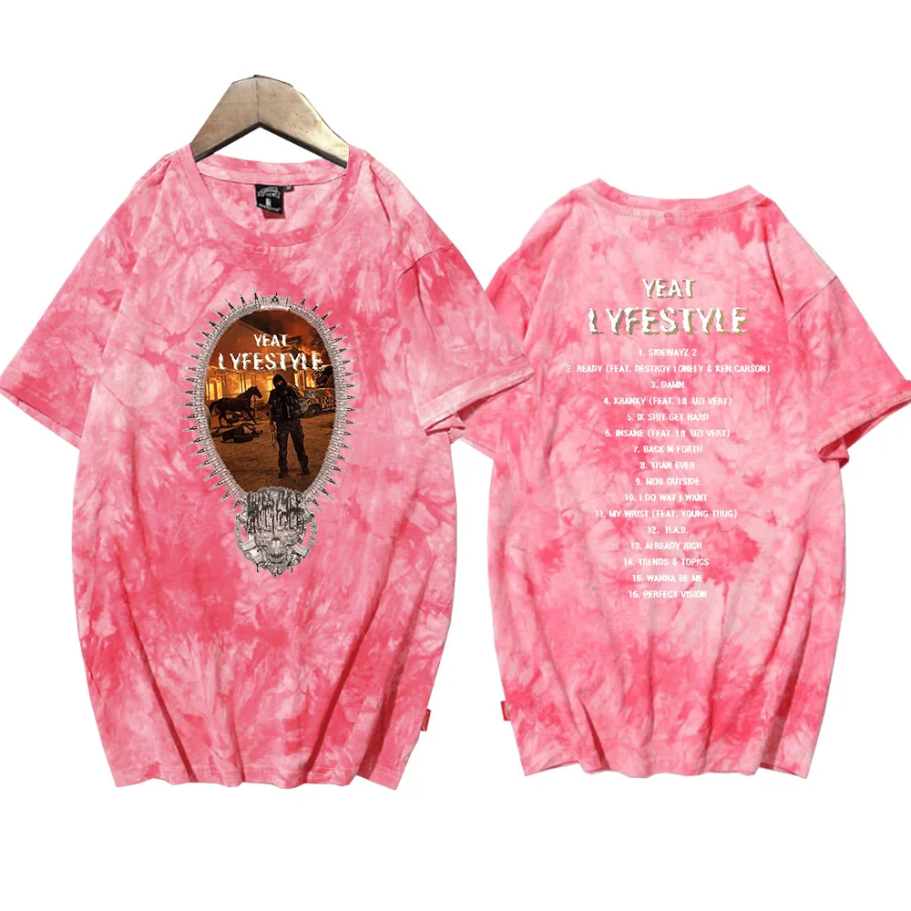 Yeat Lyfestyle Tour Tie Dye Shirts Man Woman Round Neck Short Sleeve T-shirt Fans Gift Tops