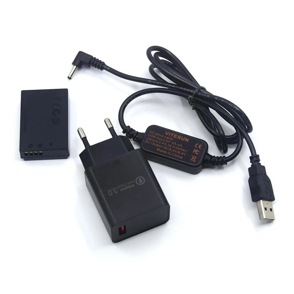 

ACK-E12 USB Cable + QC3.0 USB Charger + DR-E12 DC Coupler LP-E12 Dummy Battery For Canon EOS M2 M10 M50 M100 M200 Camera
