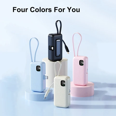 Портативное зарядное устройство Mini Capsule Power Bank, вилка типа C, 22,5 Вт, внешняя батарея для быстрой зарядки для iPhone 17 16 Samsung Xiaomi Huawei