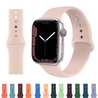 Ремешок силиконовый для Apple Watch band 7 6 se 44 мм 42 мм 40 мм 38 мм, резиновый браслет для смарт-часов iWatch Series 76543 41 мм 45 мм