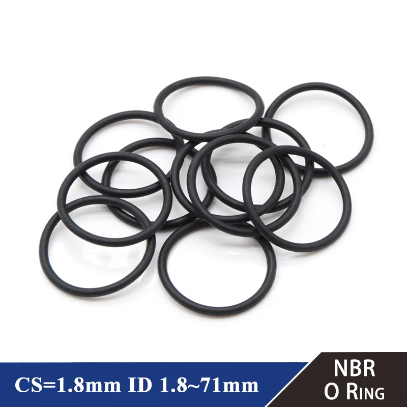 

10/50Pcs NBR O Ring Gasket Thickness CS 1.8mm ID 1.8~71mm Nitrile Rubber Round O Type Corrosion Oil Resist Sealing Washer Black