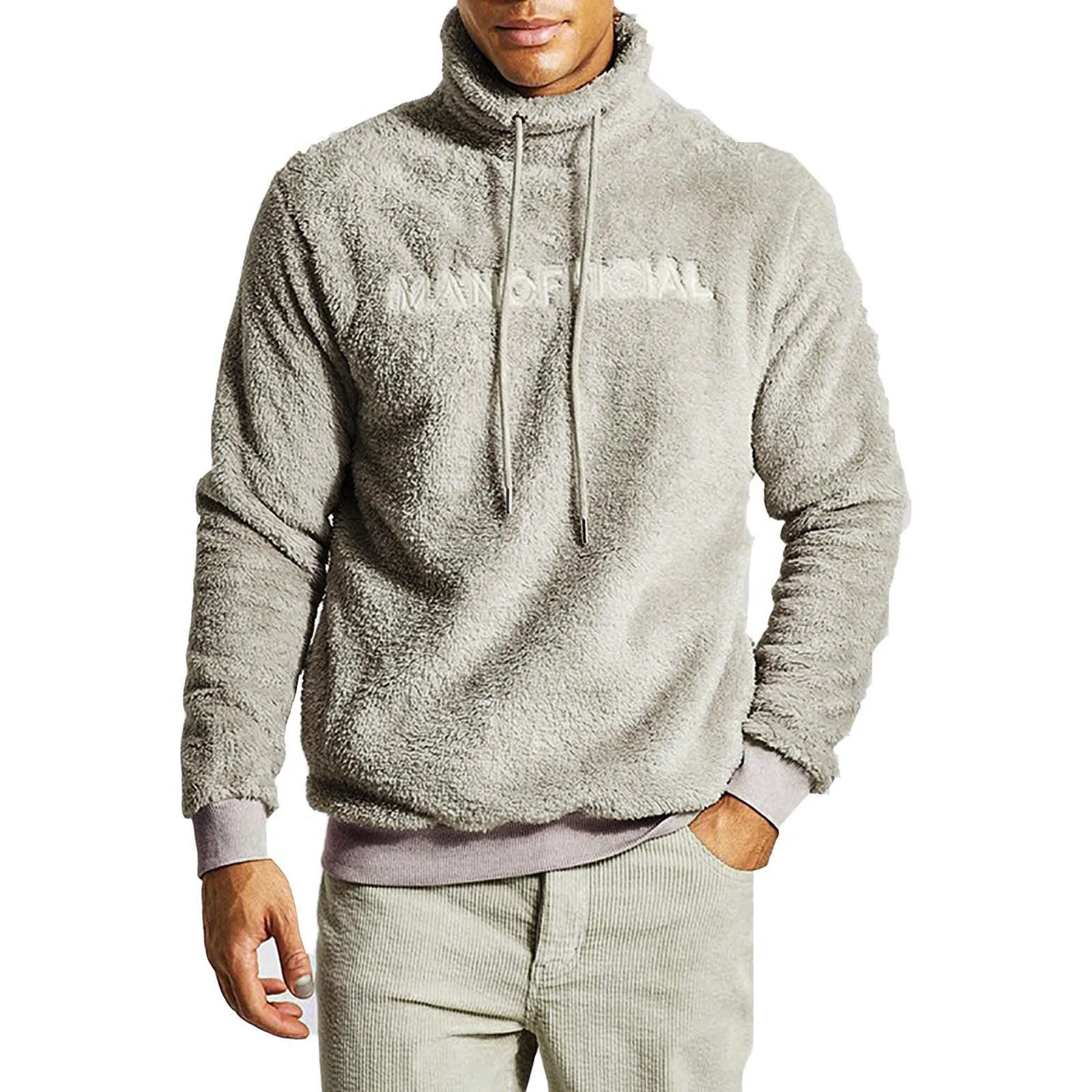 

Мужская Флисовая Толстовка с капюшоном и надписью, однотонная