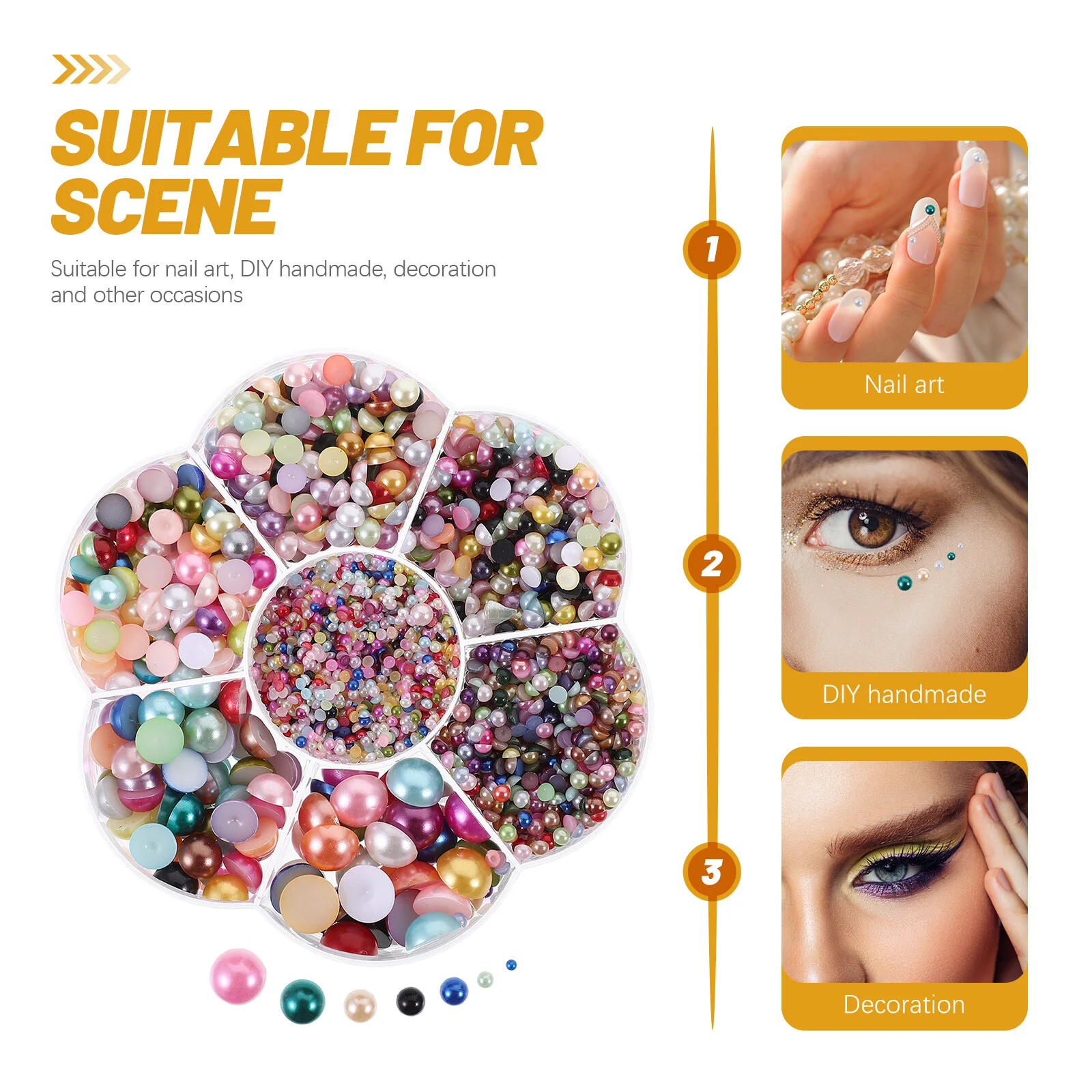 Suite Flat Back Pearls Nail Simulated Hand Decor Charm Charms Nails Round Abs