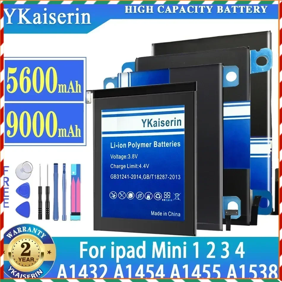 Аккумулятор YKaiserin для Ipad Mini 1 2 3 4 Mini1 Mini2 Mini3 Mini4 A1432 A1454 A1455 A1538 A1550 A1489 A1490 A1491 A1599 A1600