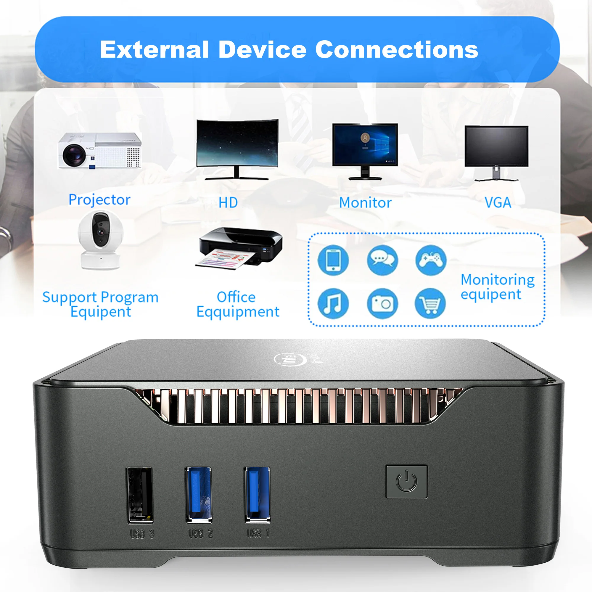 GK3V Мини-ПК DIY Игровой компьютер Intel Alder Lake N100/N95 8 ГБ 16 1 ТБ NVMe Windows 11 Pro 4K HD VGA Win