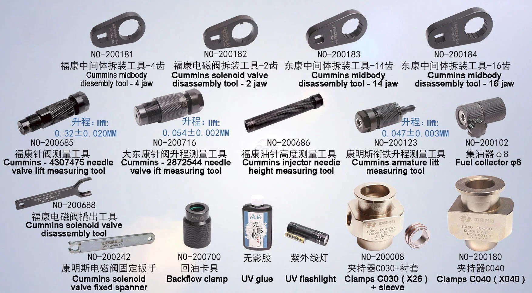 Инструмент для разборки и измерения форсунки дизельного топлива с общей