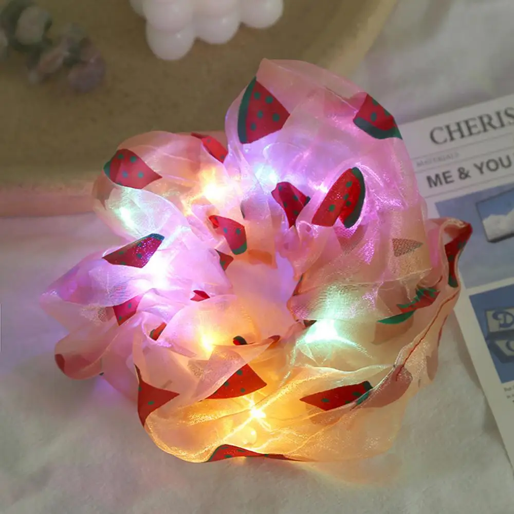 

5pcs Fashion Color LED Luminous Hair Rope Hair Accessories Scrunchies Hairband Ponytail Creative Hair Ring Elastic Headwear