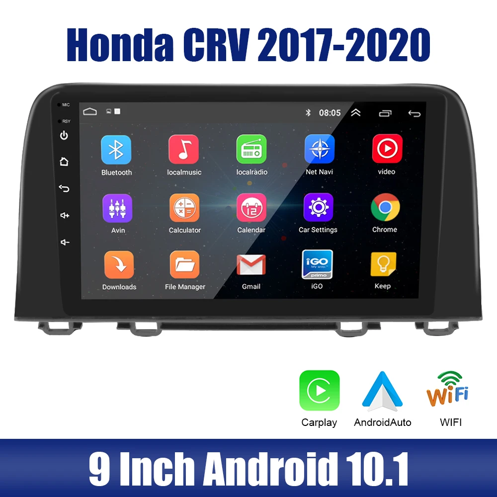 

2 Din MP5 плеер аудио видео для Honda CRV 2017-2020 Android 10,1 Автомагнитола Hands-free Carplay GPS Bluetooth Wi-Fi 9 дюймов