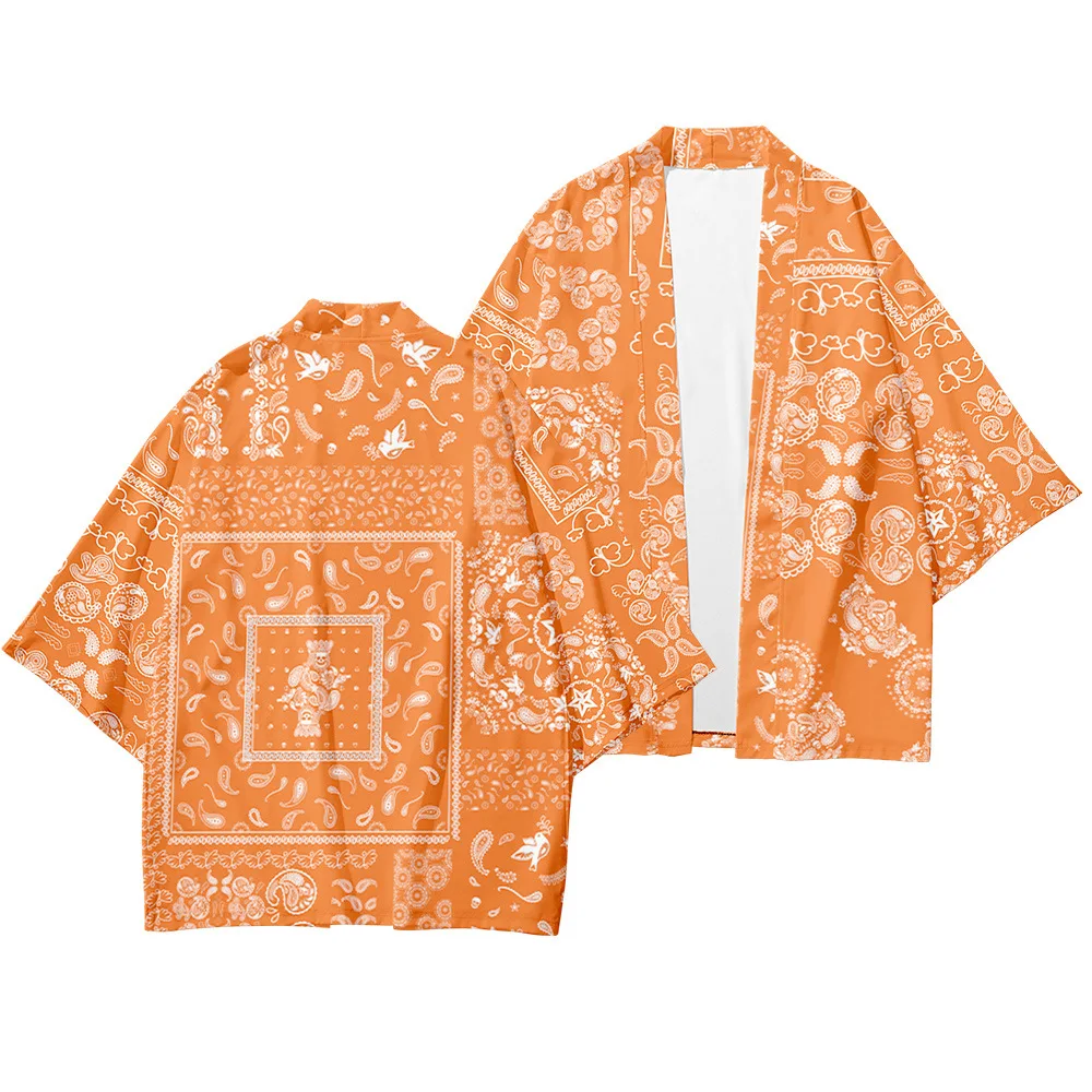 

Not Fashion Yellow Green Red Black Beach Harajuku Japanese Style Girl Kimono Men Women Cardigan Haori Obi Asian Clothes