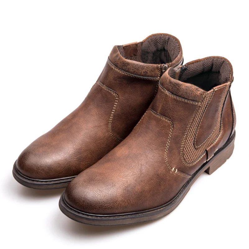 

Brand Men Boots Leather 2022 Autumn Winter Vintage Style Ankle Short Chelsea Boot Man Footwear Botas Hombre Size 39-48