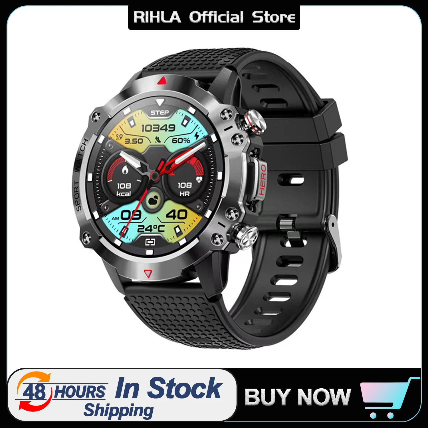 

RIHLA Smart Watch Men 1.39 Inch Full Touch Bracelet Fitness Tracker Sports Watches Bluetooth Call Smart Clock Men Smartwatch