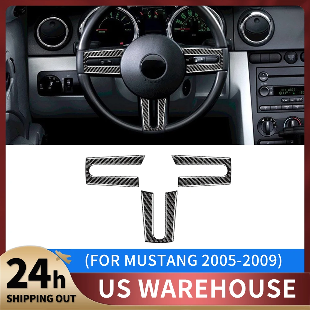 

Real Carbon Fiber for Ford Mustang GT 2005 2006 2007 2008 2009 Car Steering Wheel Cover Sticker Auto Accessories Interior Trim