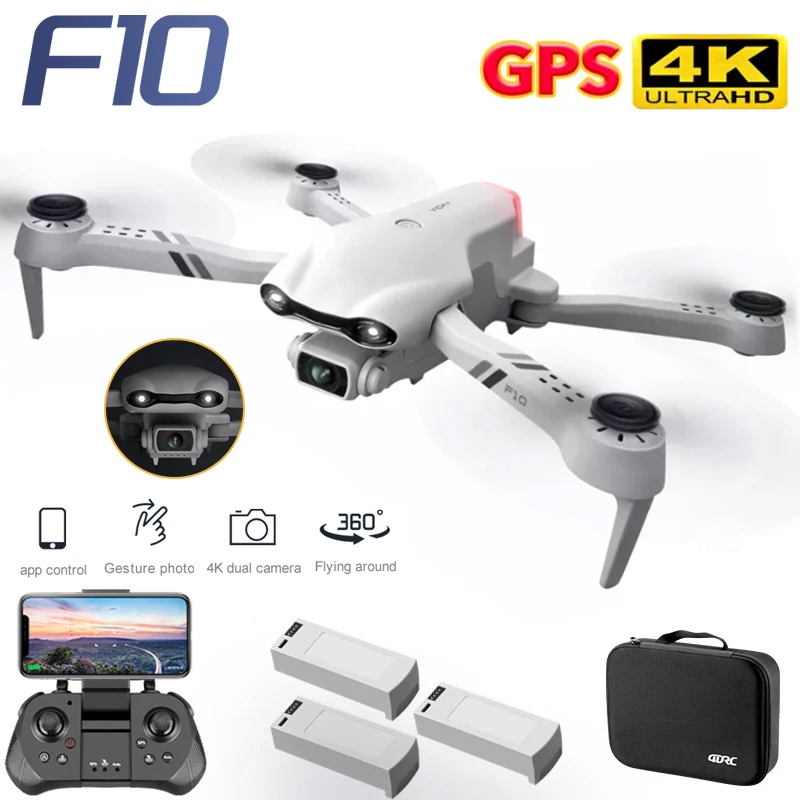 2023 New F10 Drone 4K HD Dual Camera GPS 5G WIFI Wide Angle FPV Real Time Transmission Distance 2km Professional Drone