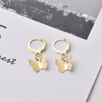 trendy butterfly hoop earrings for women girls elegant korean dangle earrings set eardrop fashion jewelry small light gifts