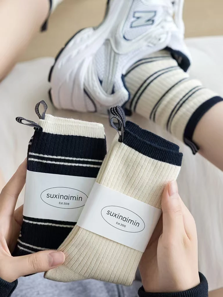 Носки женские длинные из чистого хлопка на весну и осень