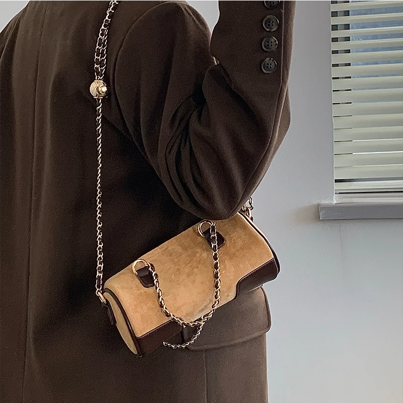 

women bag designer bag Velvet chain small cylindrical bag shoulder crossbody mini -handbon small bag токийские мстители