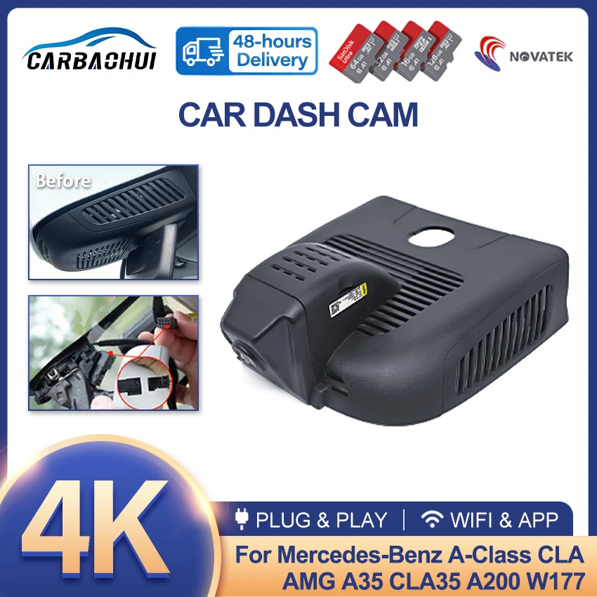4K Car DVR Plug and play Dash Cam Camera Video Recorder For Mercedes-Benz A Class CLA AMG A35 A45 CLA35 A180 A200 W177 Premium