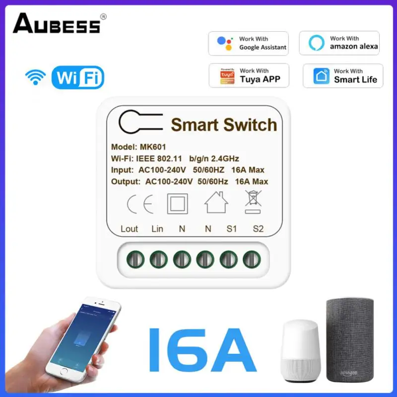 

Мини-выключатель Умный беспроводной с поддержкой Wi-Fi, 10 А, 16 А