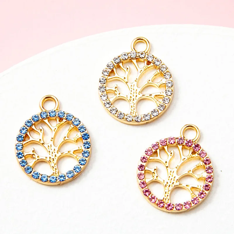 

10Pcs Gold Plated Enamel Diamonds Tree Leaf Face Charm Pendant for Jewelry Making Bracelet Necklace Earrings DIY Handmade Craft