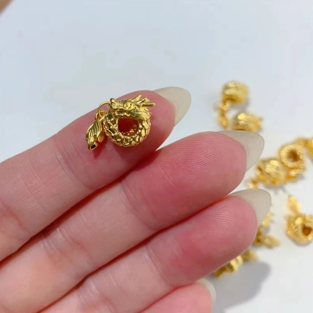 1 шт. настоящий чистый 999 24-каратный желтый золотой бисер сделай сам на удачу